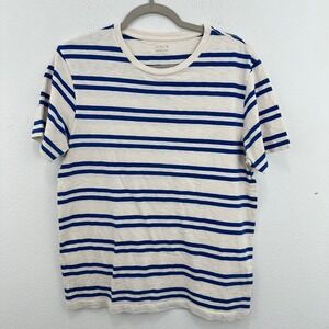 J. Crew Mens Organic Cotton Striped T-Shirt Medium Short Sleeve Crew Neck Casual